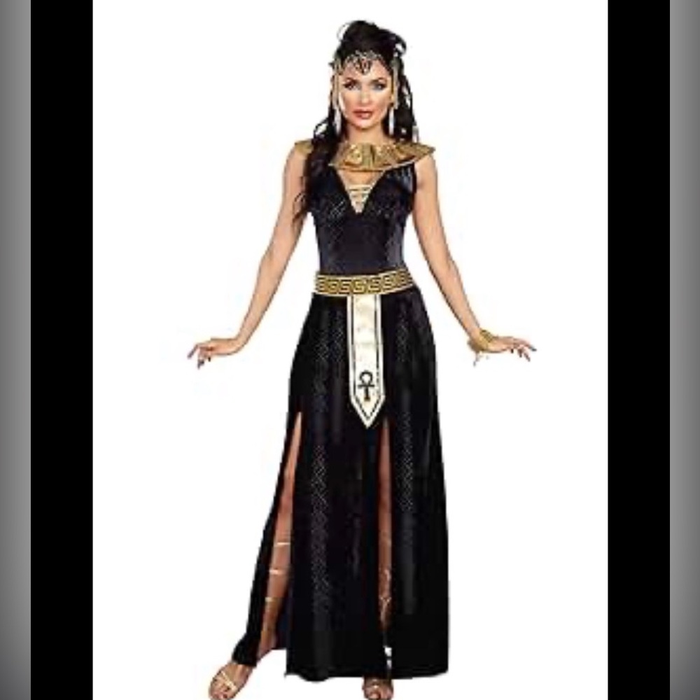 New Spirit Cleopatra Costume with Black and Gold Accents & shoes